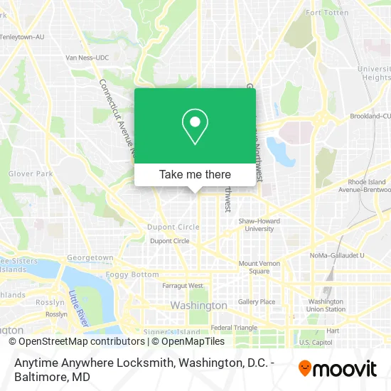 Mapa de Anytime Anywhere Locksmith