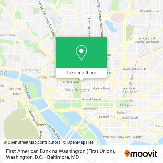 Mapa de First American Bank na Washington (First Union)