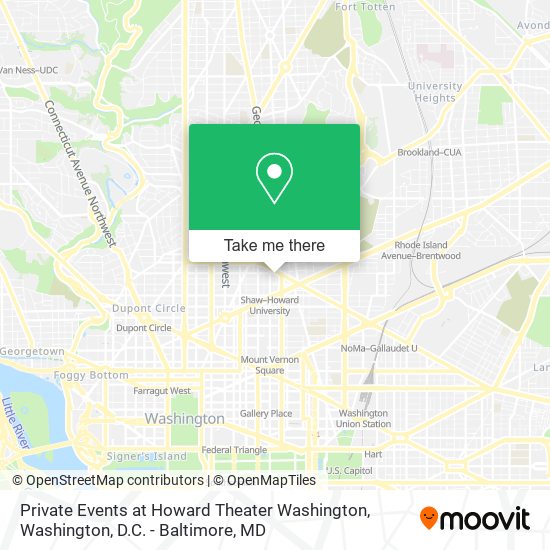 Mapa de Private Events at Howard Theater Washington