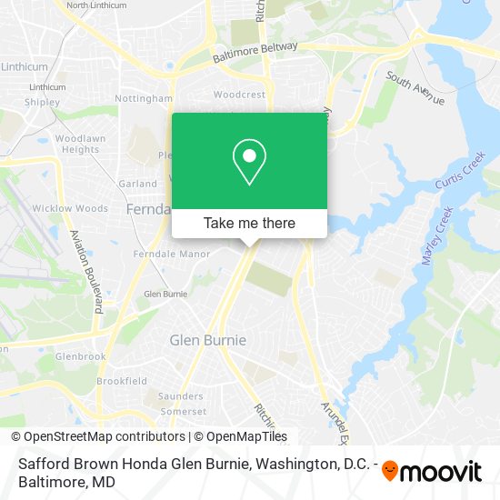 Safford Brown Honda Glen Burnie map