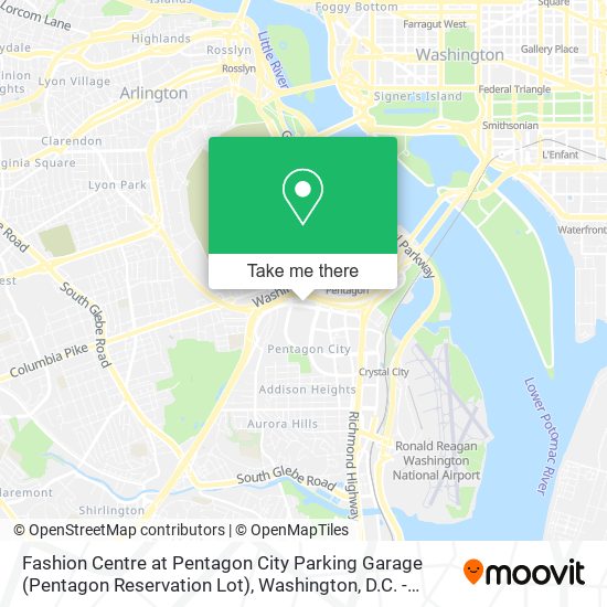 Mapa de Fashion Centre at Pentagon City Parking Garage (Pentagon Reservation Lot)