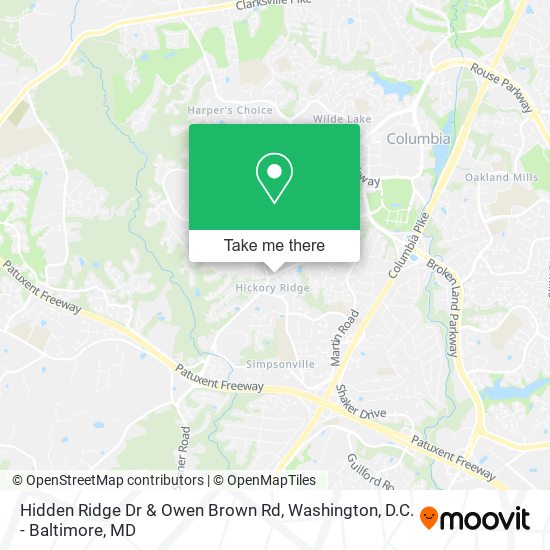 Hidden Ridge Dr & Owen Brown Rd map
