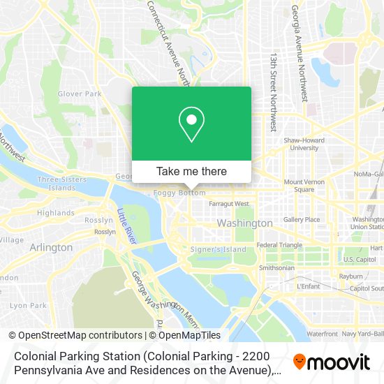 Mapa de Colonial Parking Station (Colonial Parking - 2200 Pennsylvania Ave and Residences on the Avenue)