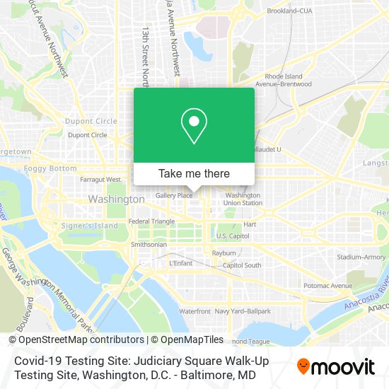 Mapa de Covid-19 Testing Site: Judiciary Square Walk-Up Testing Site