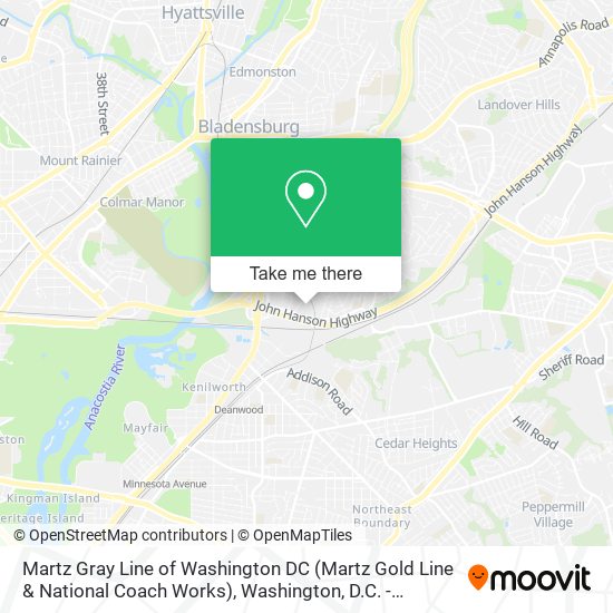 Mapa de Martz Gray Line of Washington DC (Martz Gold Line & National Coach Works)