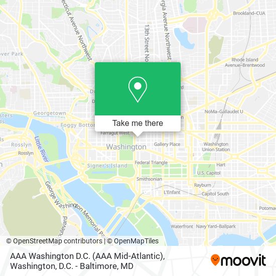 AAA Washington D.C. (AAA Mid-Atlantic) map