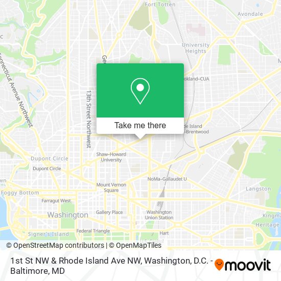 1st St NW & Rhode Island Ave NW map