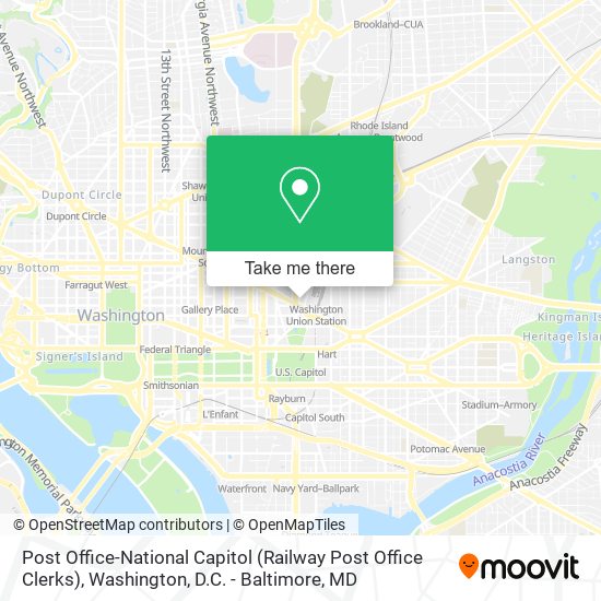 Post Office-National Capitol (Railway Post Office Clerks) map
