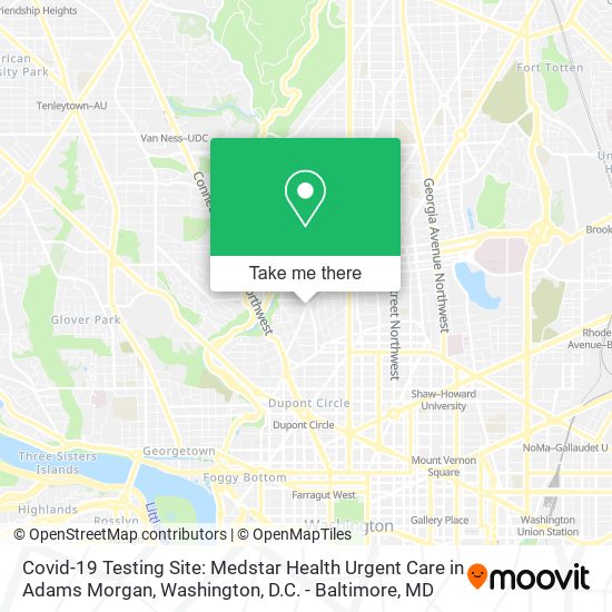 Mapa de Covid-19 Testing Site: Medstar Health Urgent Care in Adams Morgan