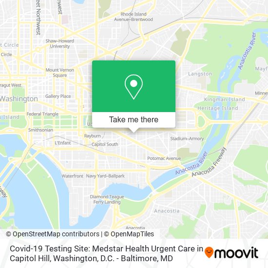 Covid-19 Testing Site: Medstar Health Urgent Care in Capitol Hill map