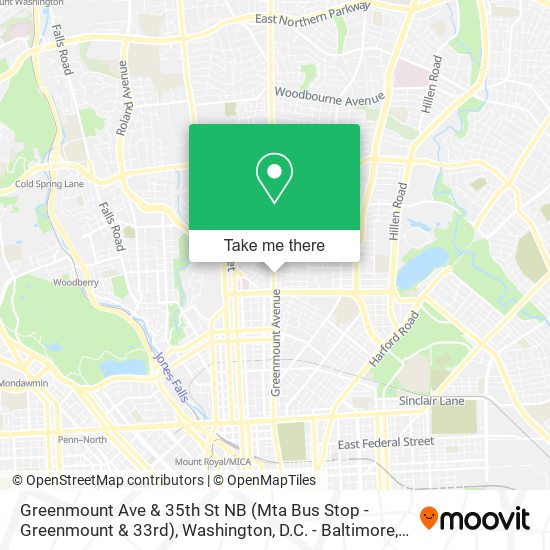 Greenmount Ave & 35th St NB (Mta Bus Stop - Greenmount & 33rd) map