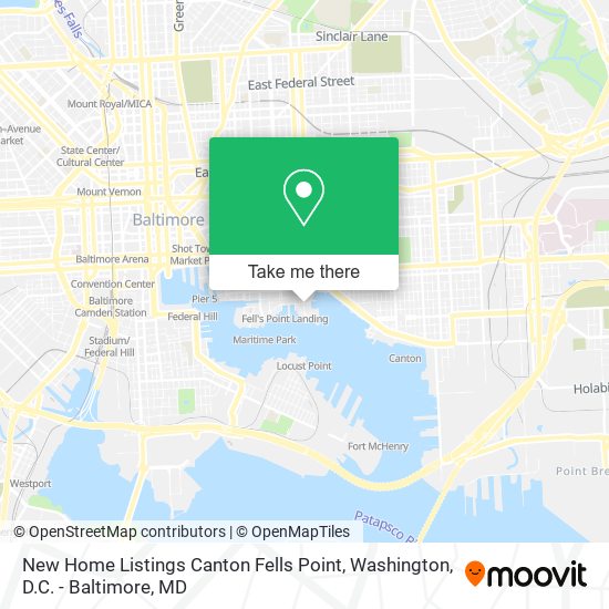 Mapa de New Home Listings Canton Fells Point