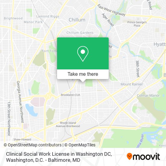 Clinical Social Work License in Washington DC map