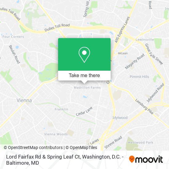 Lord Fairfax Rd & Spring Leaf Ct map