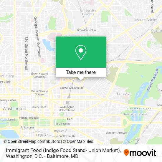 Mapa de Immigrant Food (Indigo Food Stand- Union Market)