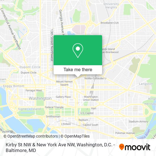 Kirby St NW & New York Ave NW map