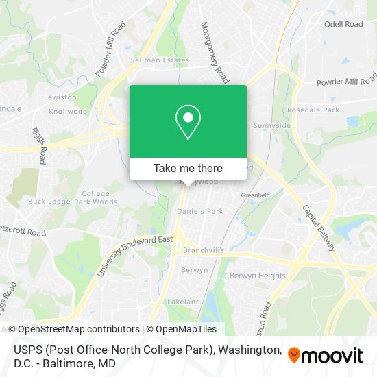 Mapa de USPS (Post Office-North College Park)