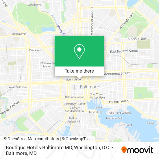 Boutique Hotels Baltimore MD map