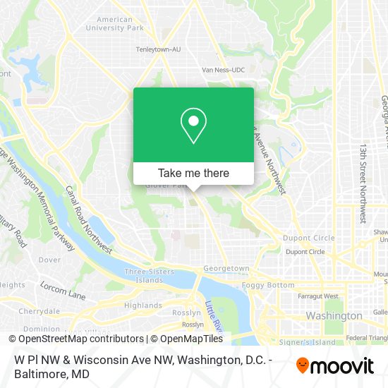 W Pl NW & Wisconsin Ave NW map