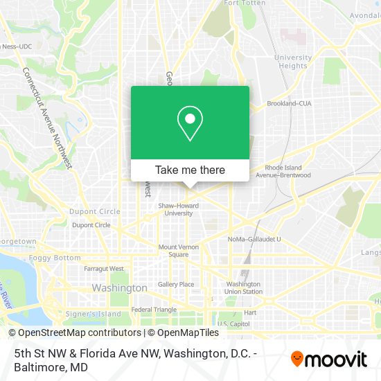 5th St NW & Florida Ave NW map