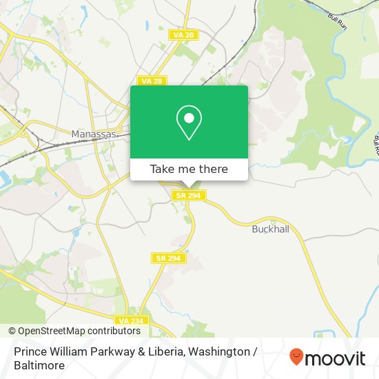 Prince William Parkway & Liberia map
