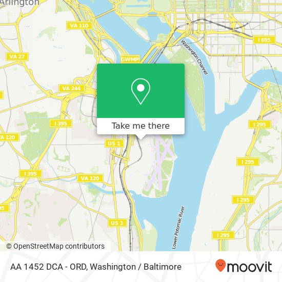 Mapa de AA 1452 DCA - ORD