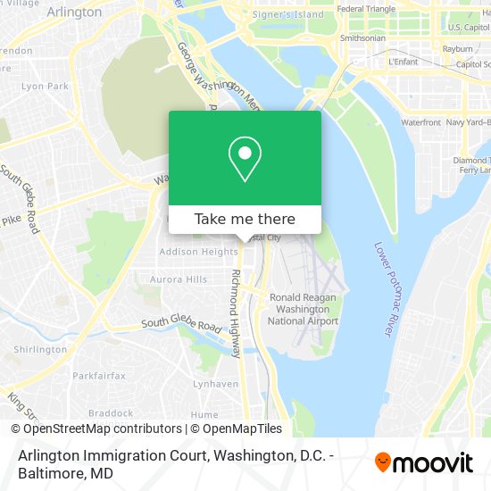 Arlington Immigration Court map