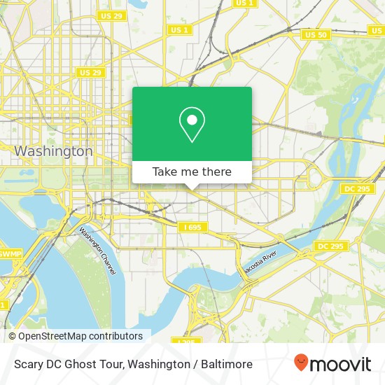 Scary DC Ghost Tour map