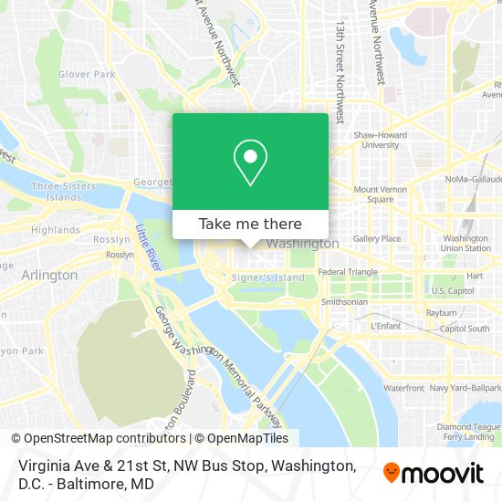 Virginia Ave & 21st St, NW Bus Stop map
