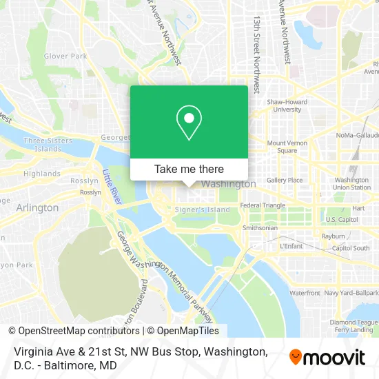 Mapa de Virginia Ave & 21st St, NW Bus Stop