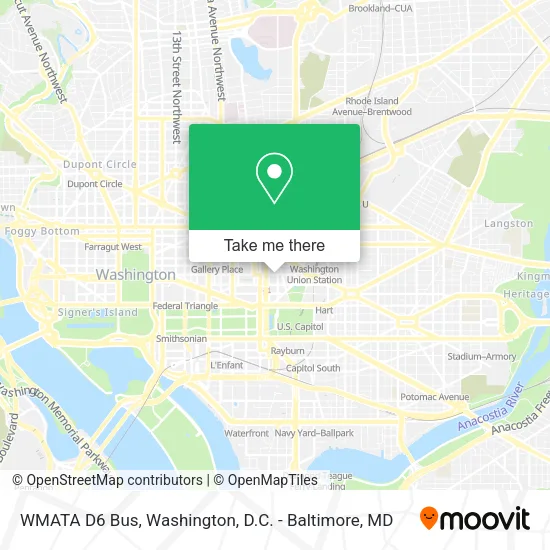 Mapa de WMATA D6 Bus