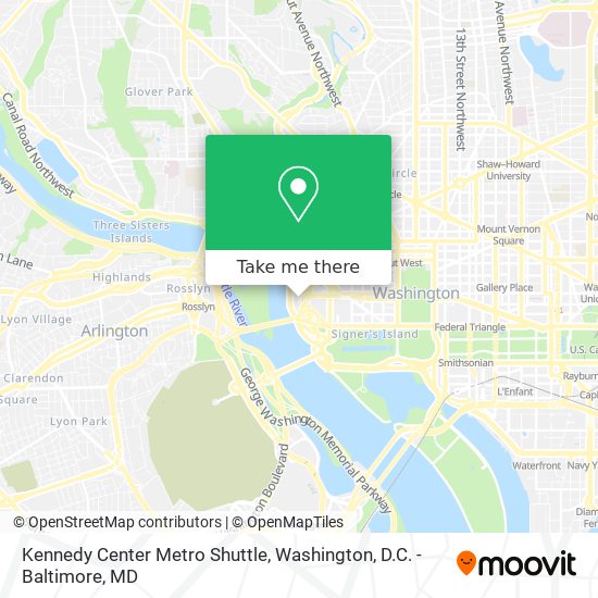 Kennedy Center Metro Shuttle map