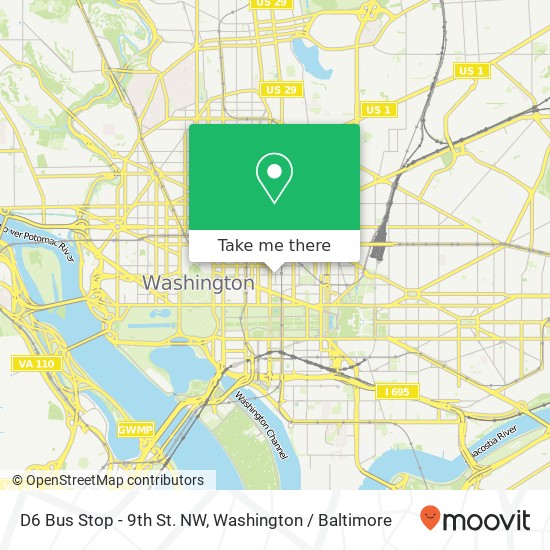 D6 Bus Stop - 9th St. NW map