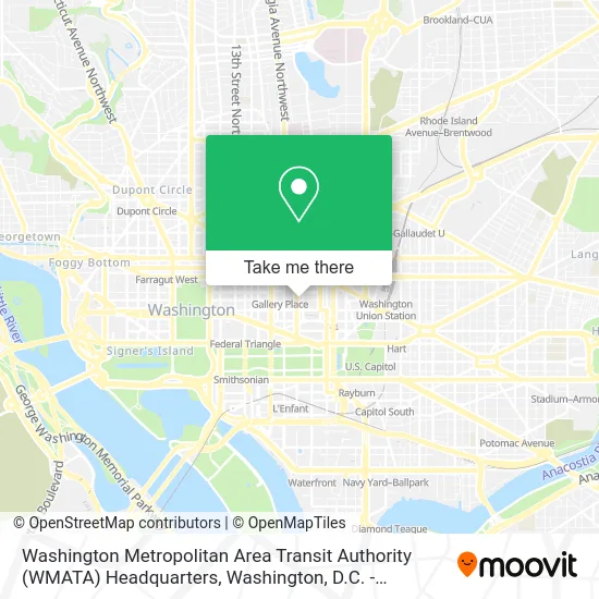 Washington Metropolitan Area Transit Authority (WMATA) Headquarters map
