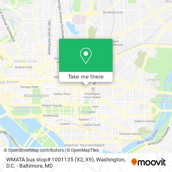 Mapa de WMATA bus stop# 1001135 (X2, X9)