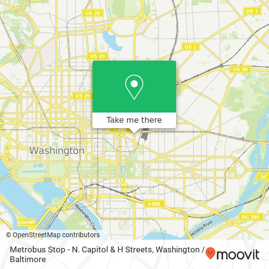 Mapa de Metrobus Stop - N. Capitol & H Streets