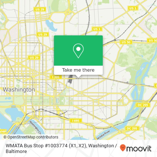 Mapa de WMATA Bus Stop #1003774 (X1, X2)
