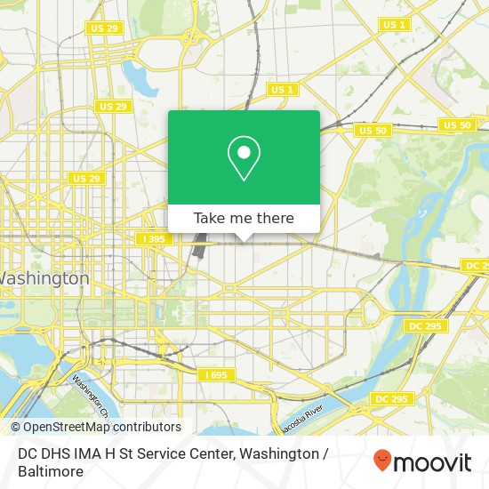 DC DHS IMA H St Service Center map