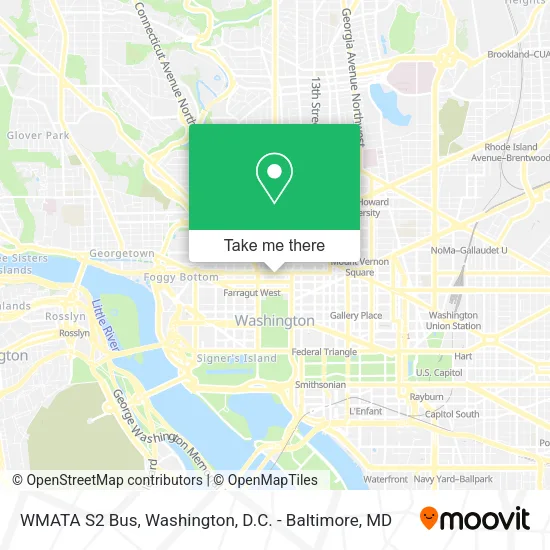 Mapa de WMATA S2 Bus