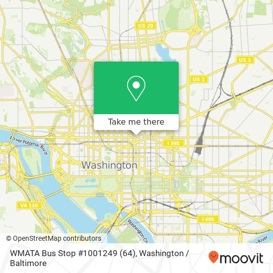 Mapa de WMATA Bus Stop #1001249 (64)