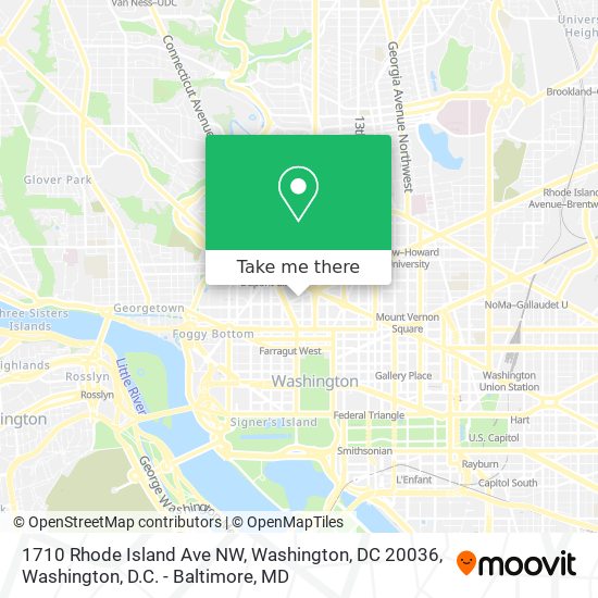 Mapa de 1710 Rhode Island Ave NW, Washington, DC 20036