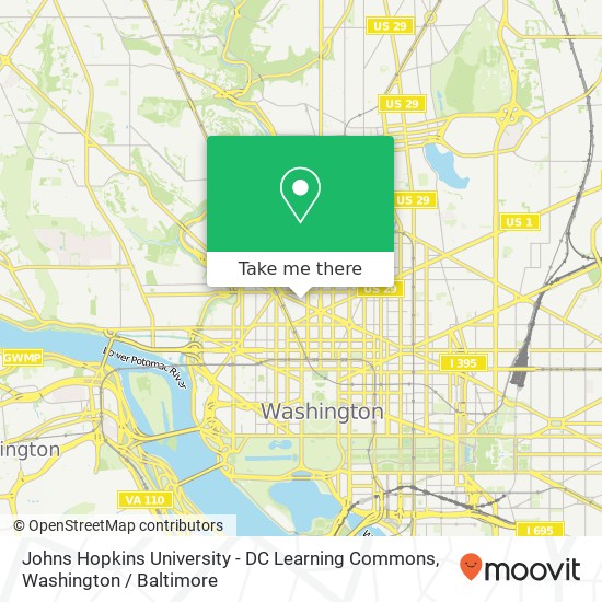 Johns Hopkins University - DC Learning Commons map