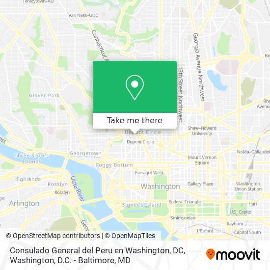 Mapa de Consulado General del Peru en Washington, DC