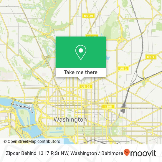 Zipcar Behind 1317 R St NW map