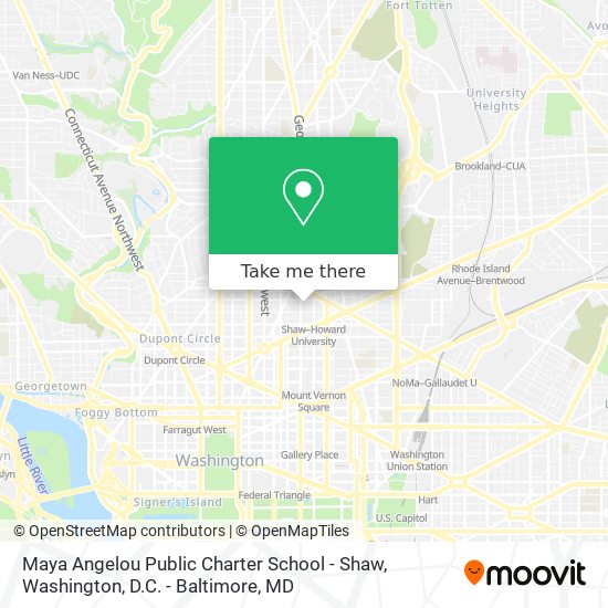 Maya Angelou Public Charter School - Shaw map