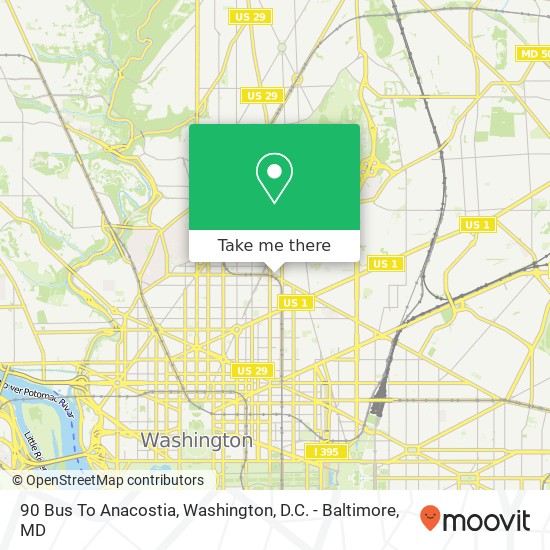 90 Bus To Anacostia map