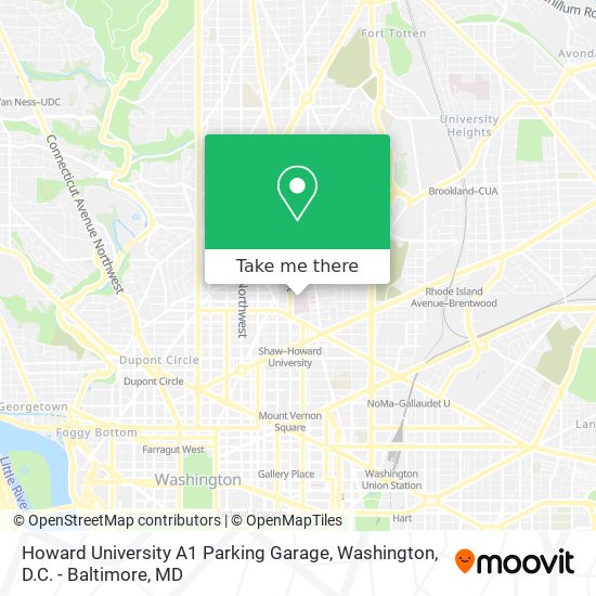 Howard University A1 Parking Garage map