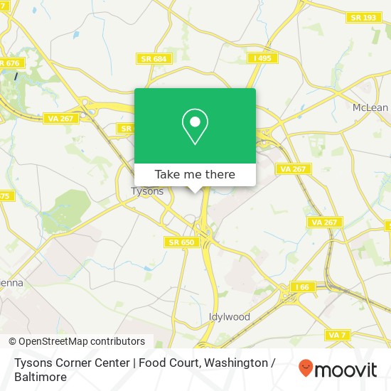 Mapa de Tysons Corner Center | Food Court