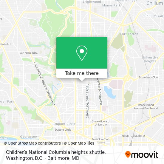 Children's National Columbia heights shuttle map