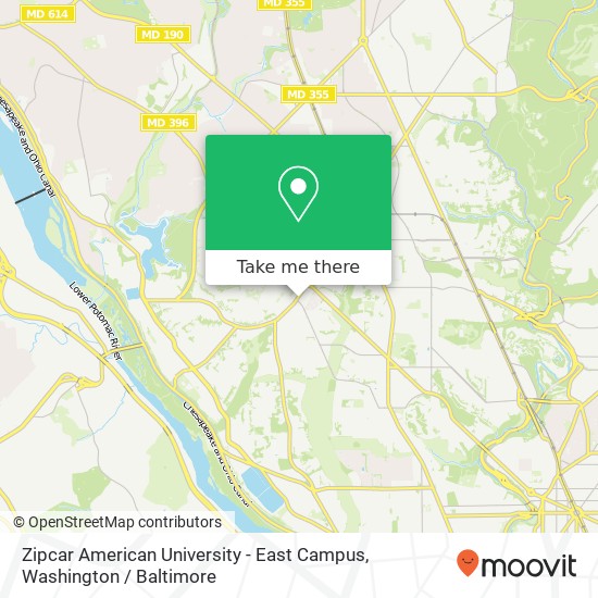Zipcar American University - East Campus map